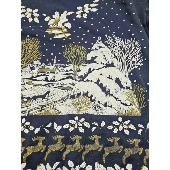 Vtg Turtle Bay Women's Navy Christmas Snow Holiday Crewneck Sweater - Picture 6 of 12